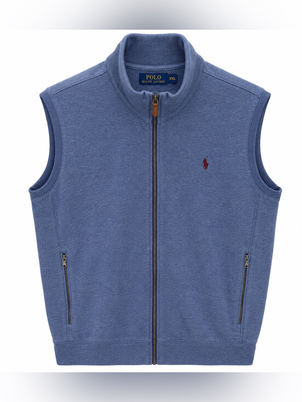 Polo Ralph Lauren Men’s XXL Blue Full Zip Sweater Vest Pony Logo Cotton